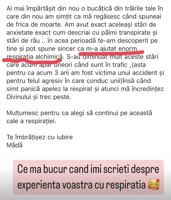 Mesaj de la Mădă despre respirația alchimică