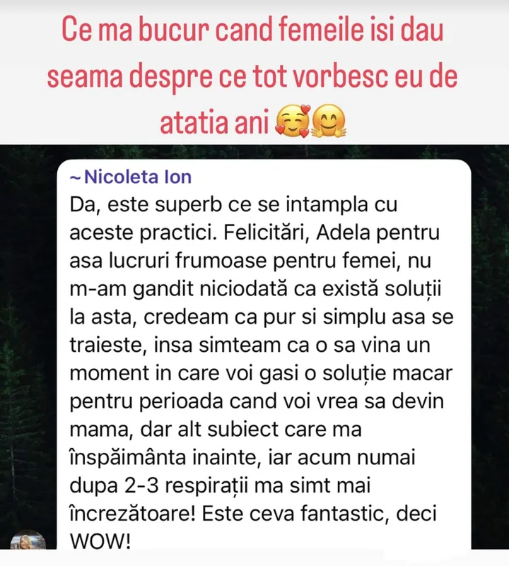 Mesaj de la Nicoleta Ion despre experiența ei cu Adela