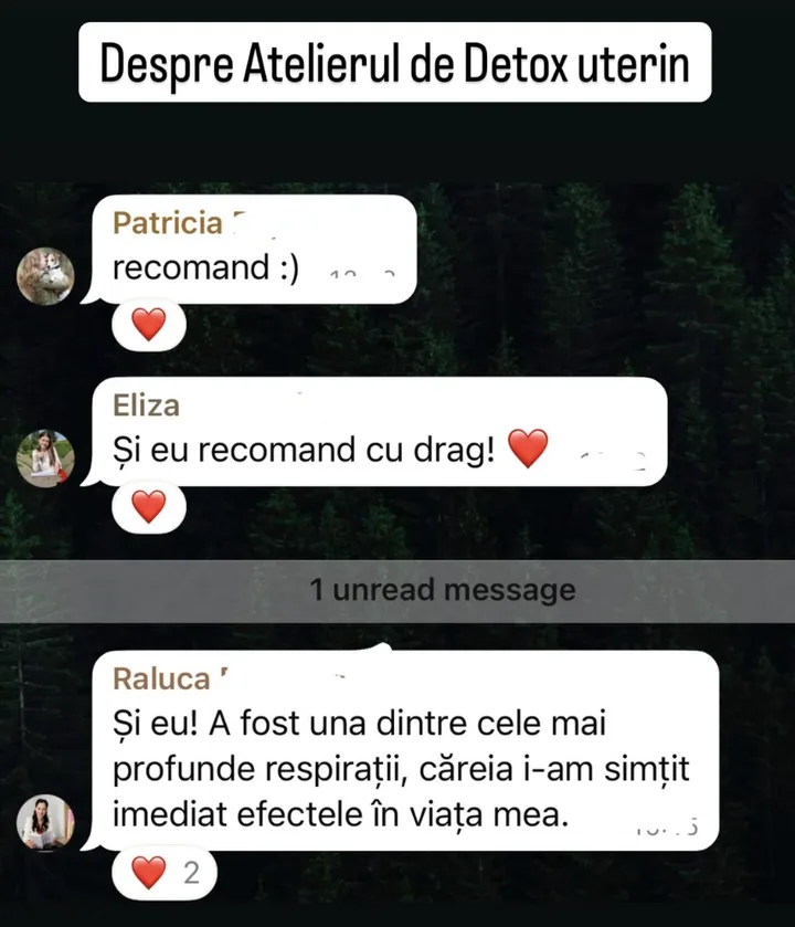 Mesaj de la Patricia, Eliza și Raluca despre atelierul de detox uterin