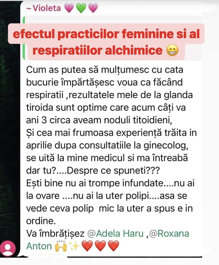Mesaj de la Violeta despre practici feminine și respirații
