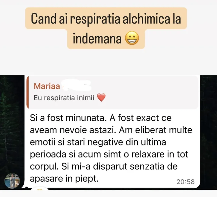 Mesaj de la Anonimă despre respirația inimii