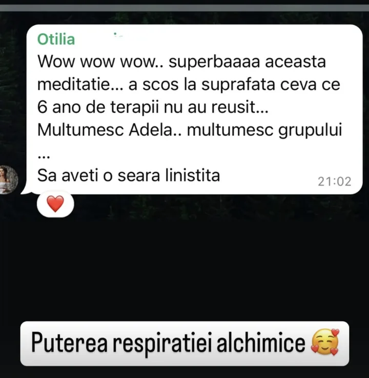 Mesaj de la Otilia despre respirația alchimică