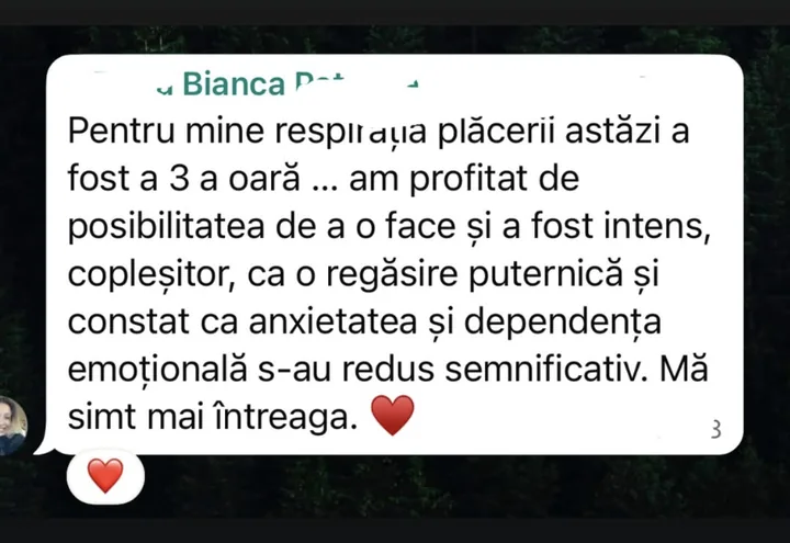 Mesaj de la Bianca despre respirația plăcerii