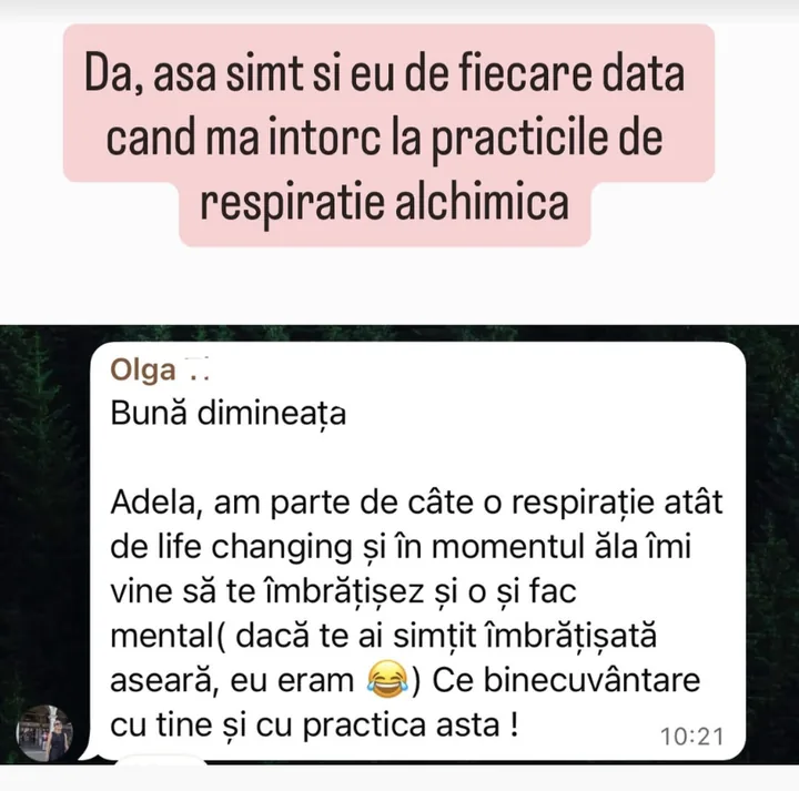 Mesaj de la Olga despre respirația alchimică